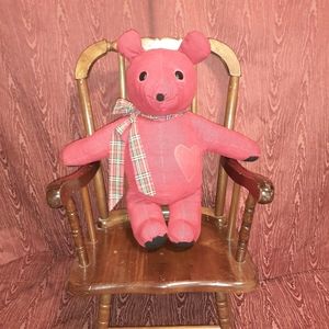 VALENTINE'S/LOVE LARGE STUFFED ANIMAL RED WITH CORDUROY BODY/ BLACK BUTTON EYES